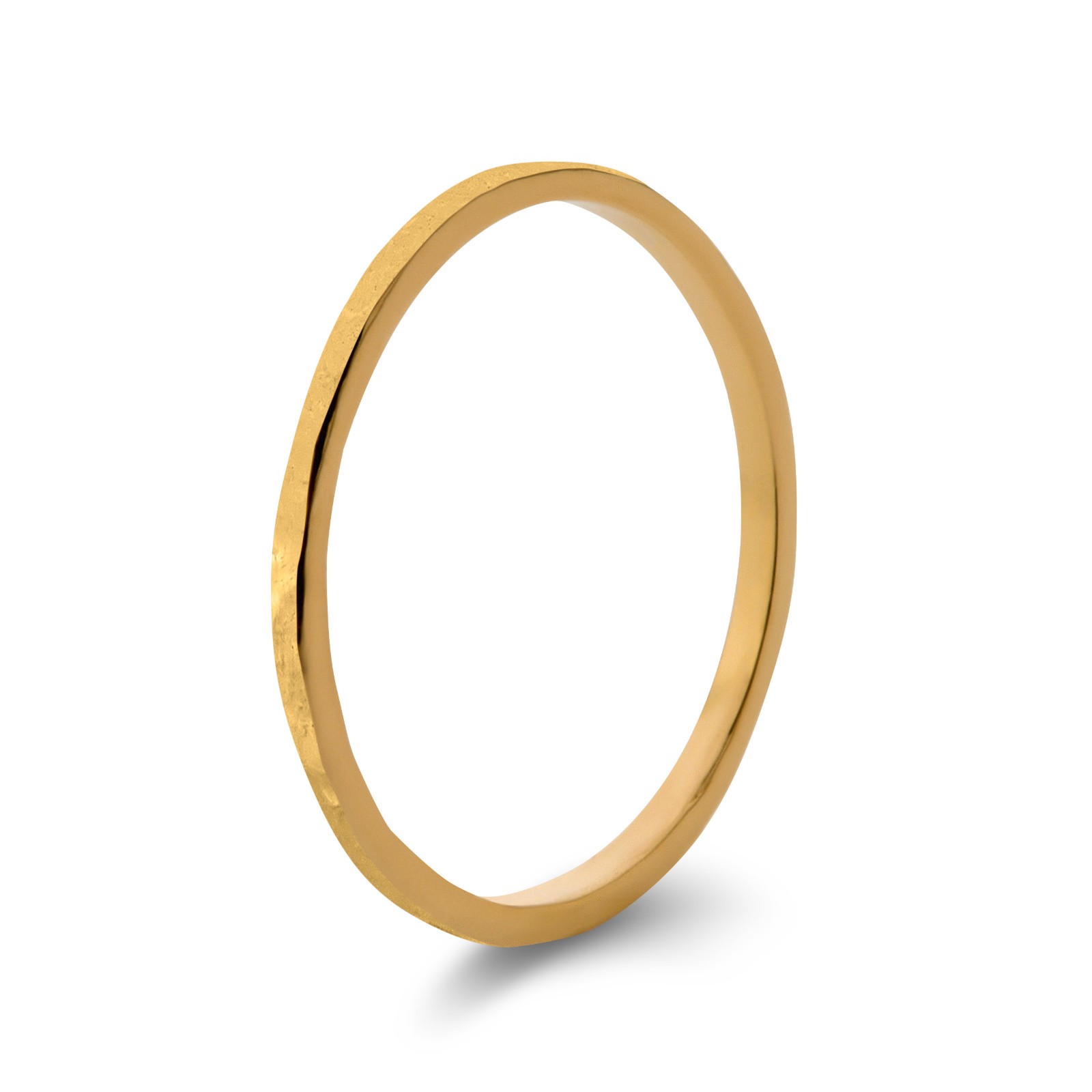 Solid 18K Yellow Gold Hammered Ring 1mm Size 1–15 Thin Gold Ring Midi Stack Band