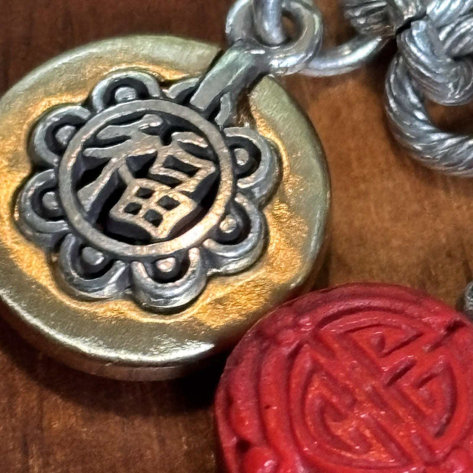 Brighton Good Fortune Charm Bracelet Asian Inspired Red Enamel Happiness