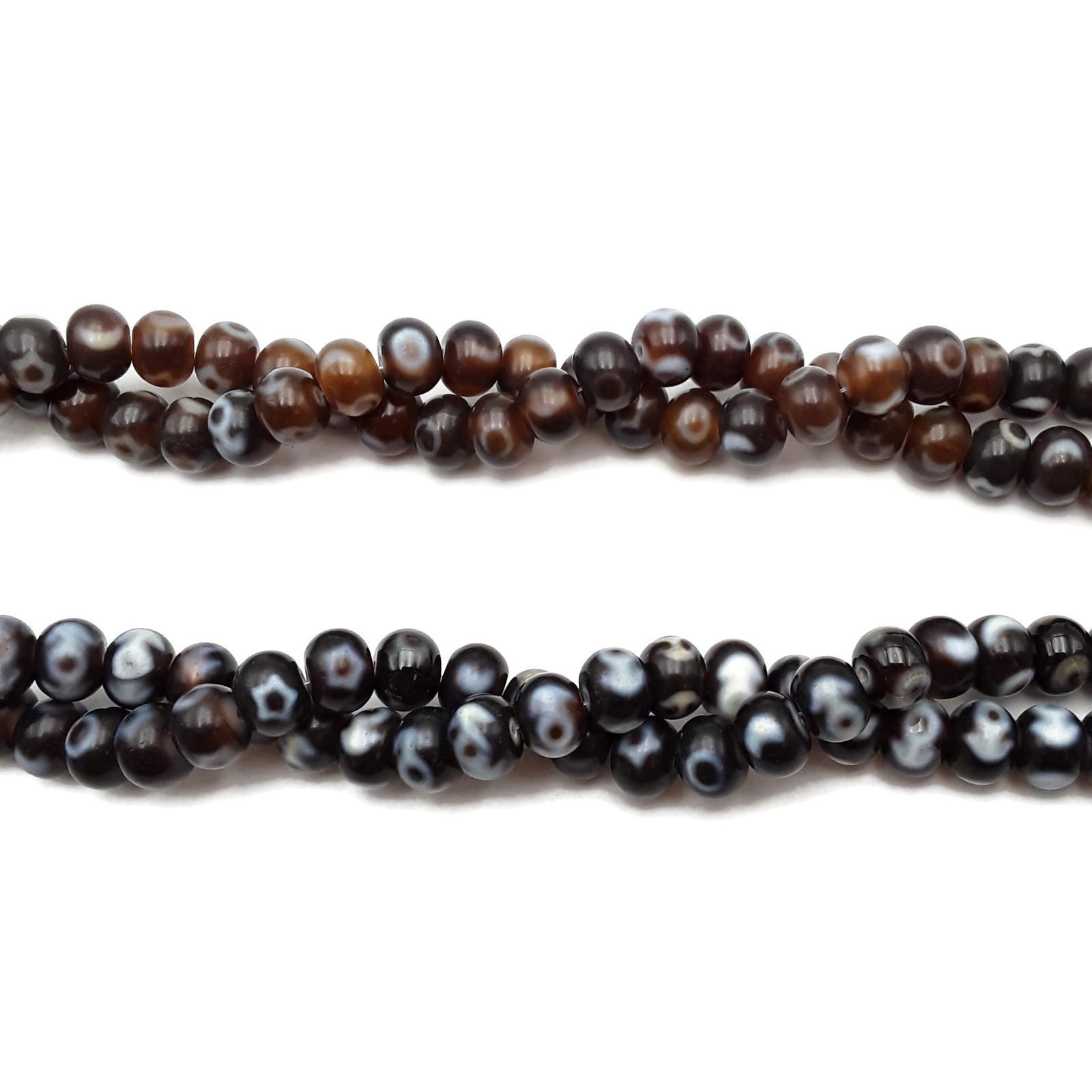 Dark & Light Brown Antique Tibetan Dzi Agate Rondelle Beads 12x15mm 15.5″ Strand