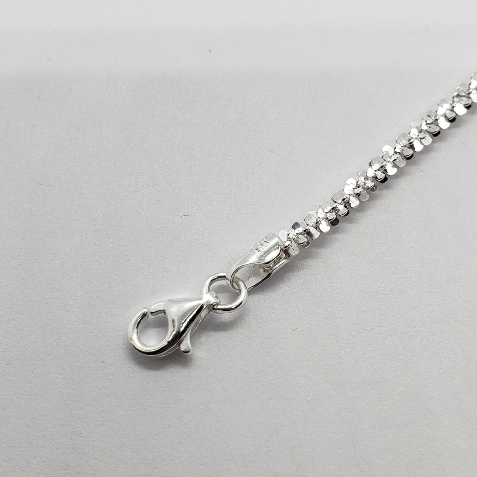 Sterling Silver Sparkle Rock Chain Necklace Bracelet 2mm Diamond 7″-24″