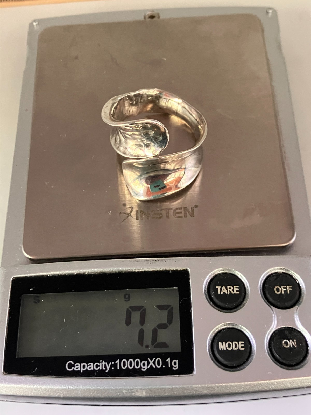 Sterling Silver Hammered and Smooth Hand Made Bypass Ring Size 9.5