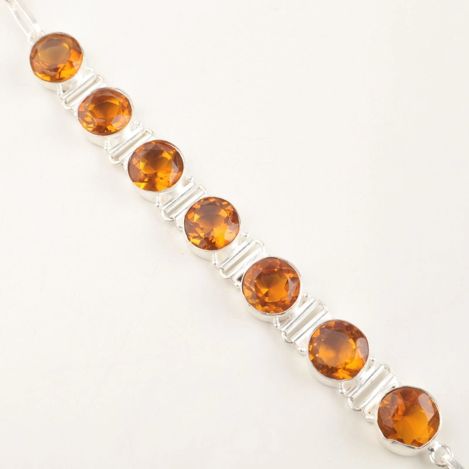 Citrine Gemstone 925 Sterling Silver Jewelry Handmade Bracelet 9″ Birthday Gift