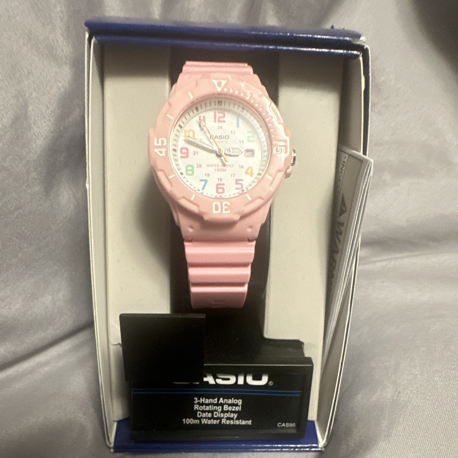 Casio LRW-200H Women’s Quartz Analog Pink Resin Date Rotating Bezel 100m