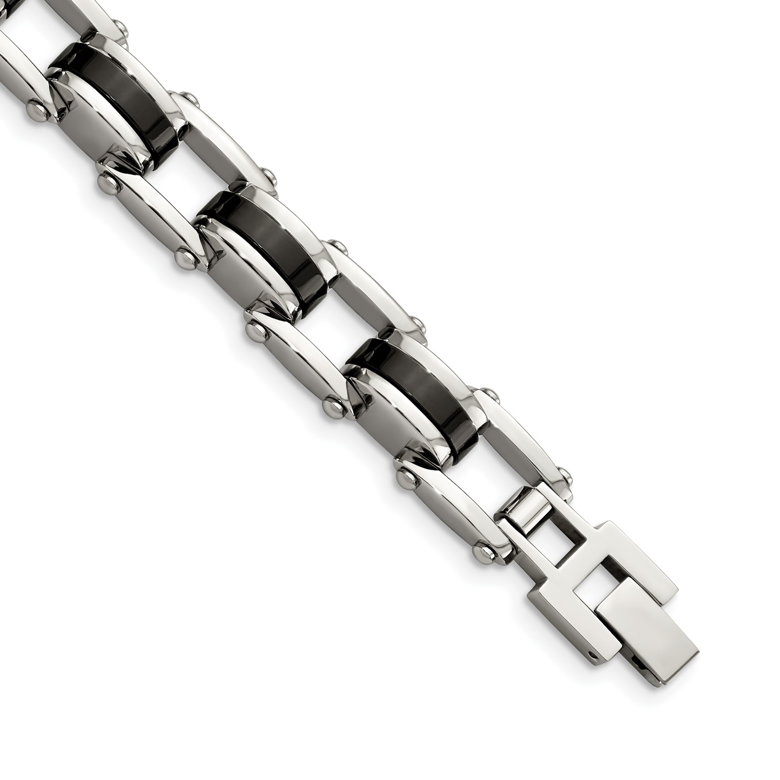 Chisel Stainless Steel Polished Black IP-plated 8.5 inch Bracelet SRB179