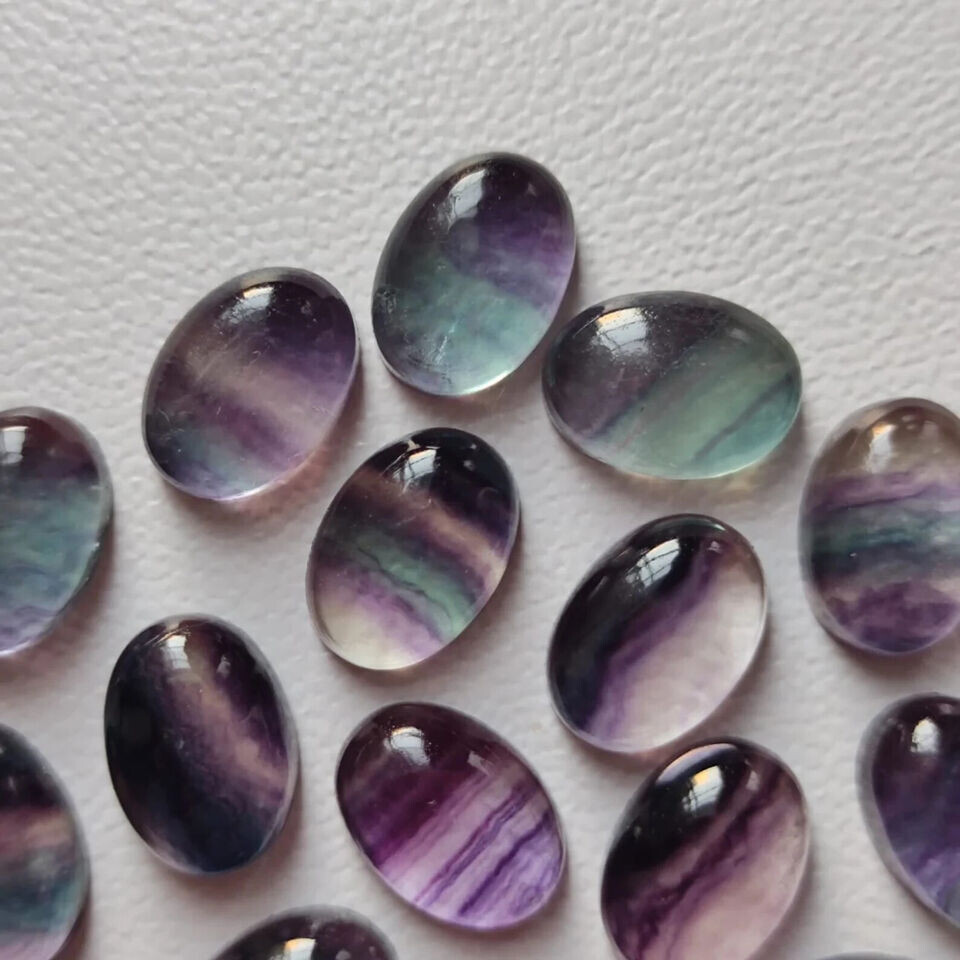 [WHOLESALE] NATURAL RAINBOW FLOURITE CABOCHON OVAL SHAPE LOOSE GEMSTONE