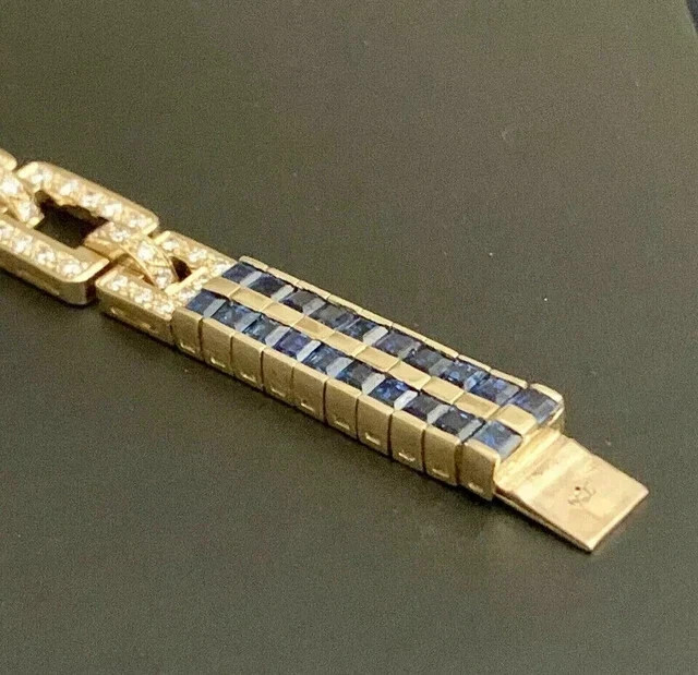 12 Ct Princess Cut Lab-Created SapphireTennis Bracelet 14K Yell Gold Plated 7.5″