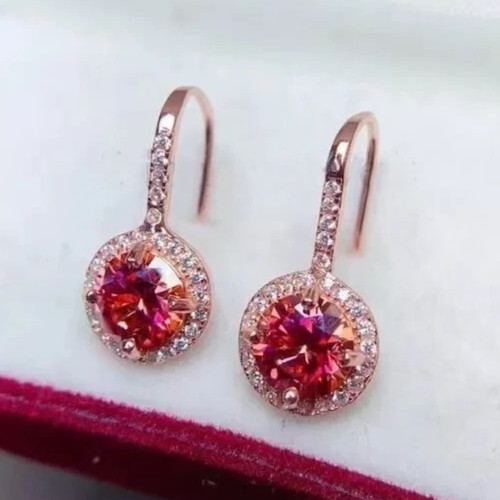 4.00 Ct Certified Pink Diamond Solitaire Earrings, Great Sparkle & Bling-VIDEO