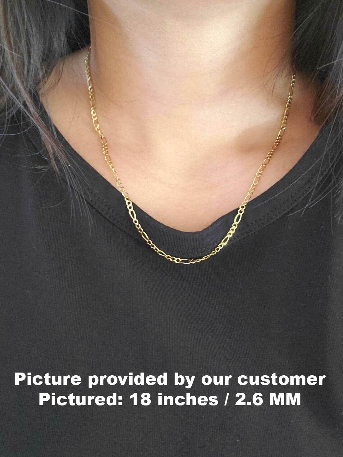 Solid 10K Yellow Gold Figaro Chain, 7″ – 30″ Inch, 2mm – 8mm Thick Gold Chain