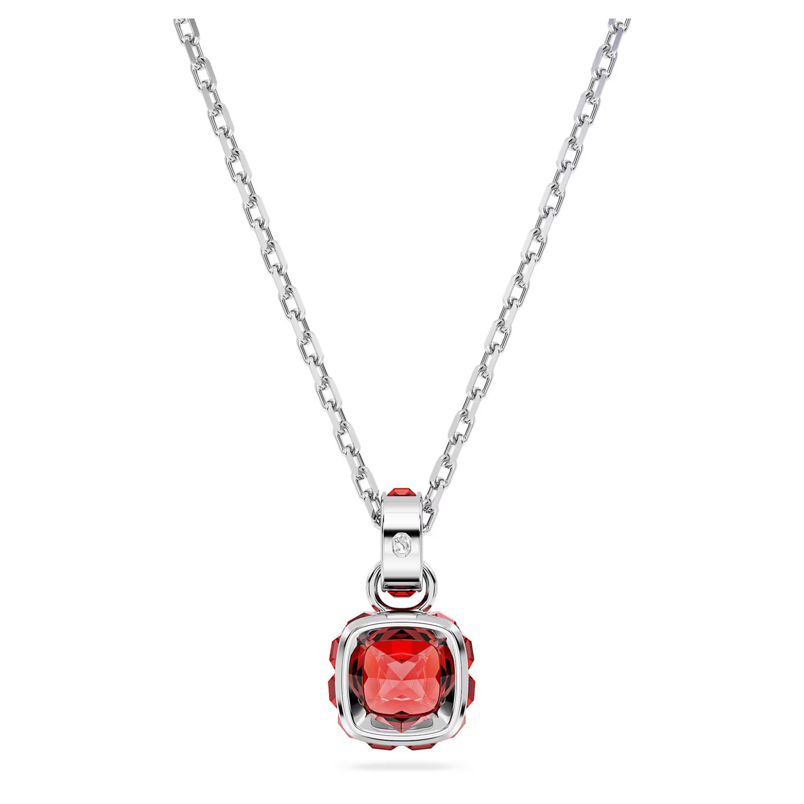 Birthstone Red Rhodium Plated Pendant Square Cut July New