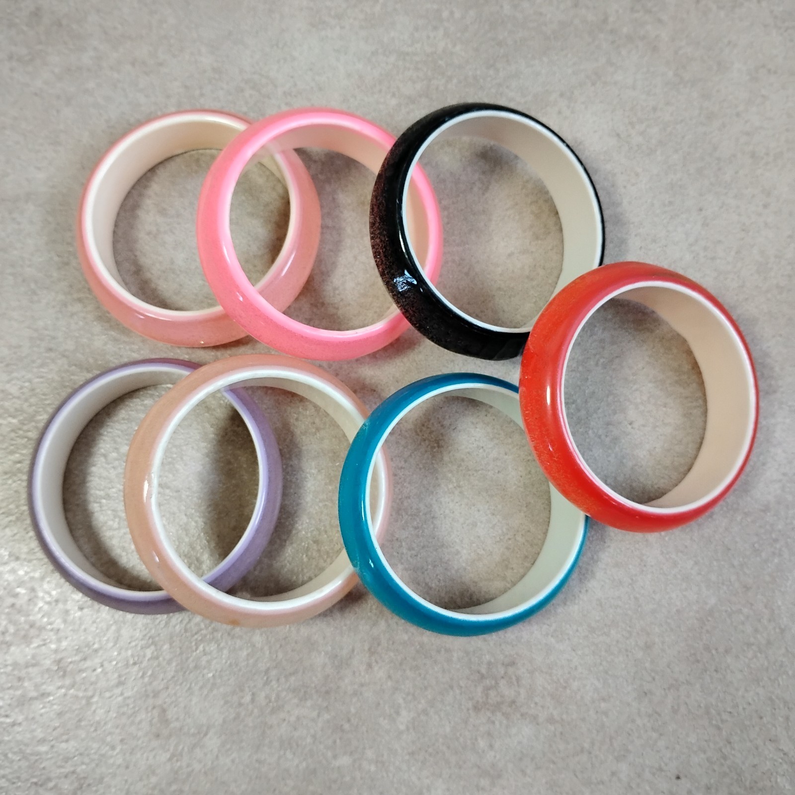 Vintage Sz 6.5 Small Wrist Bangle Glitter Plastic Resin Bracelet Lot Girls Teens