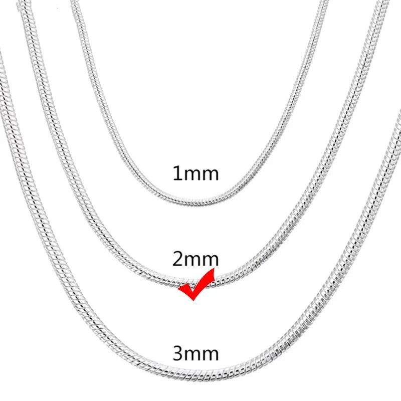 925 Sterling Silver Snake Chain Necklace 1MM 2MM 3MM Thin Dainty Chain 40-75CM