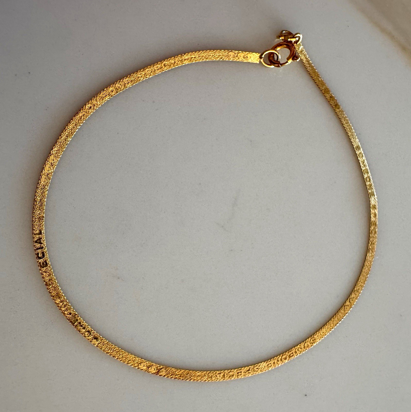 14K YG rare vintage herringbone bracelet hearts someone special made in italy