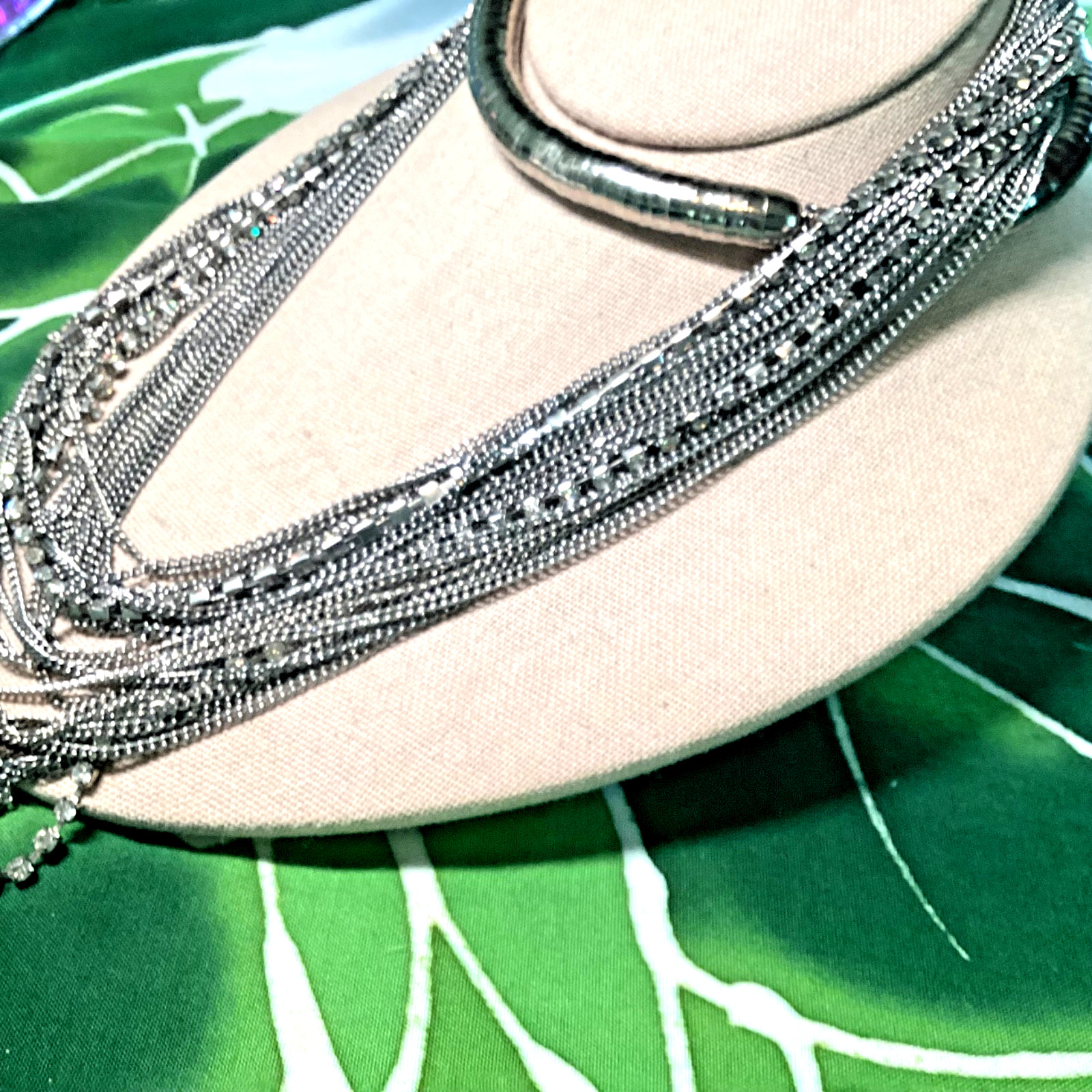 You and i 30 “Silver Tone Multi Layered Clear Crystal Statement Chain Necklace