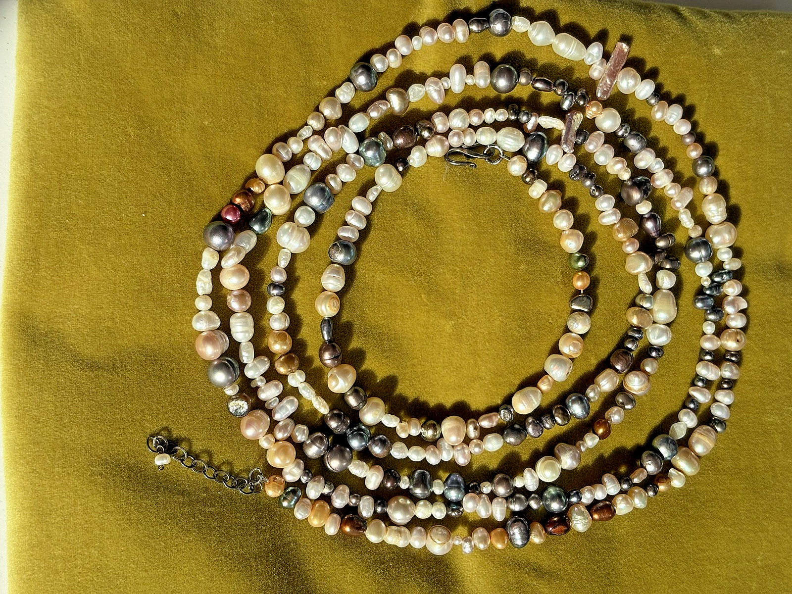 Multicolor Freshwater Pearl 69″ Long Necklace Iridescent Variation