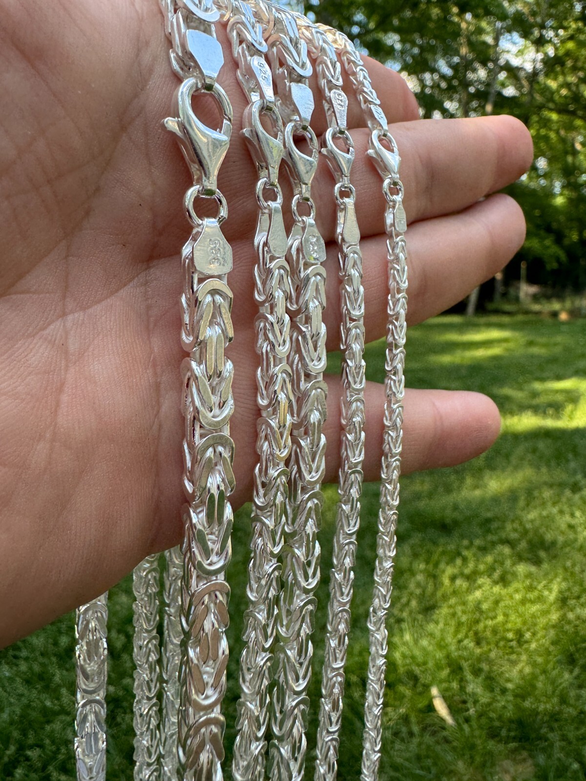 Real Solid 925 Sterling Silver Byzantine Rope Chain Mens Necklace 2.5-6mm 18-30″