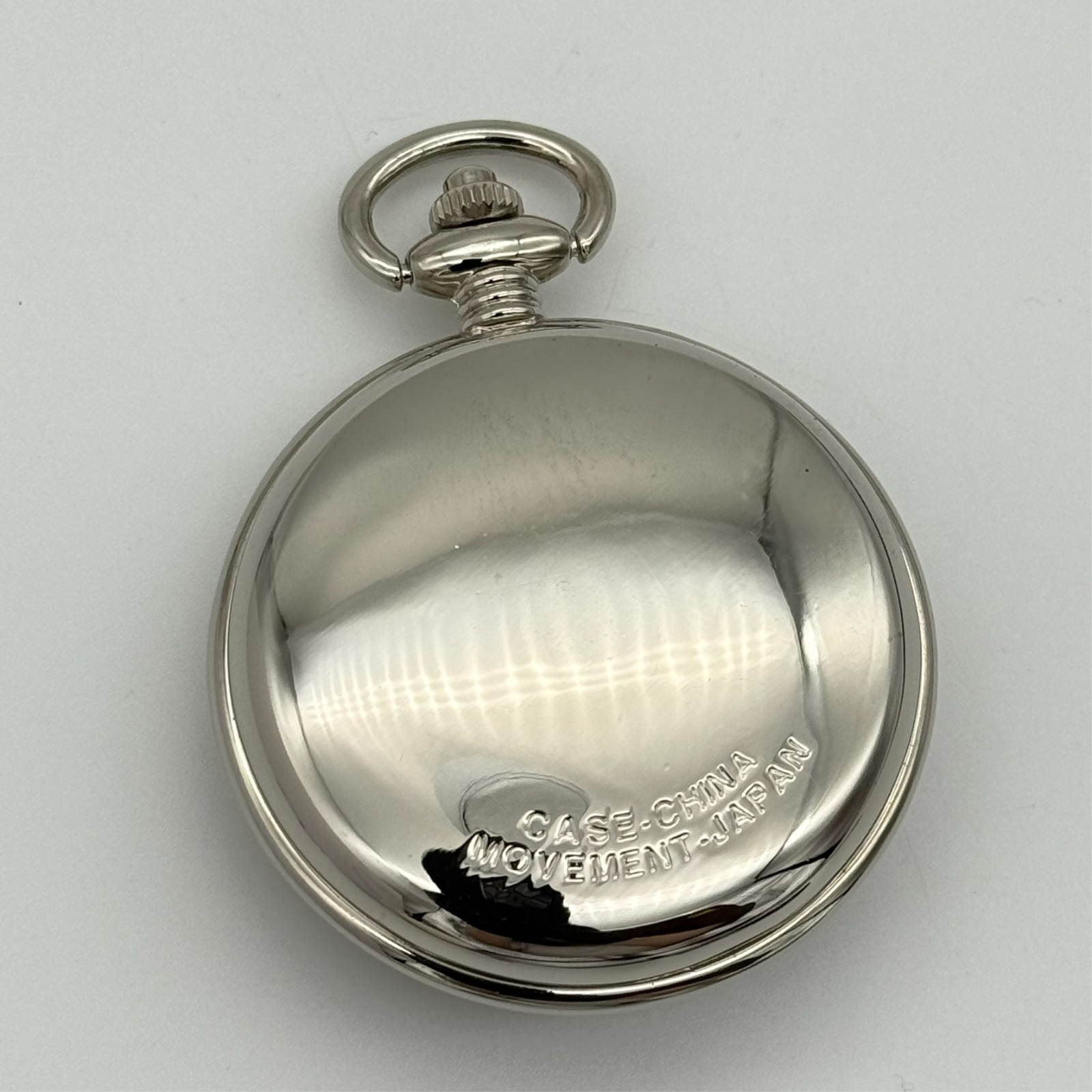 Modern Glossy Silver Tone Golf Themed Heavy Quartz Pocket Watch, 51mm White Dial