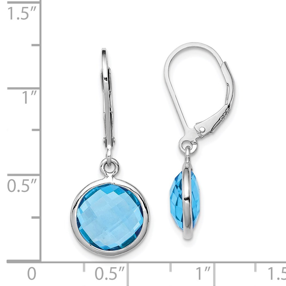 Sterling Silver Rhodium-plated Blue Topaz Earrings 0.55g for Women