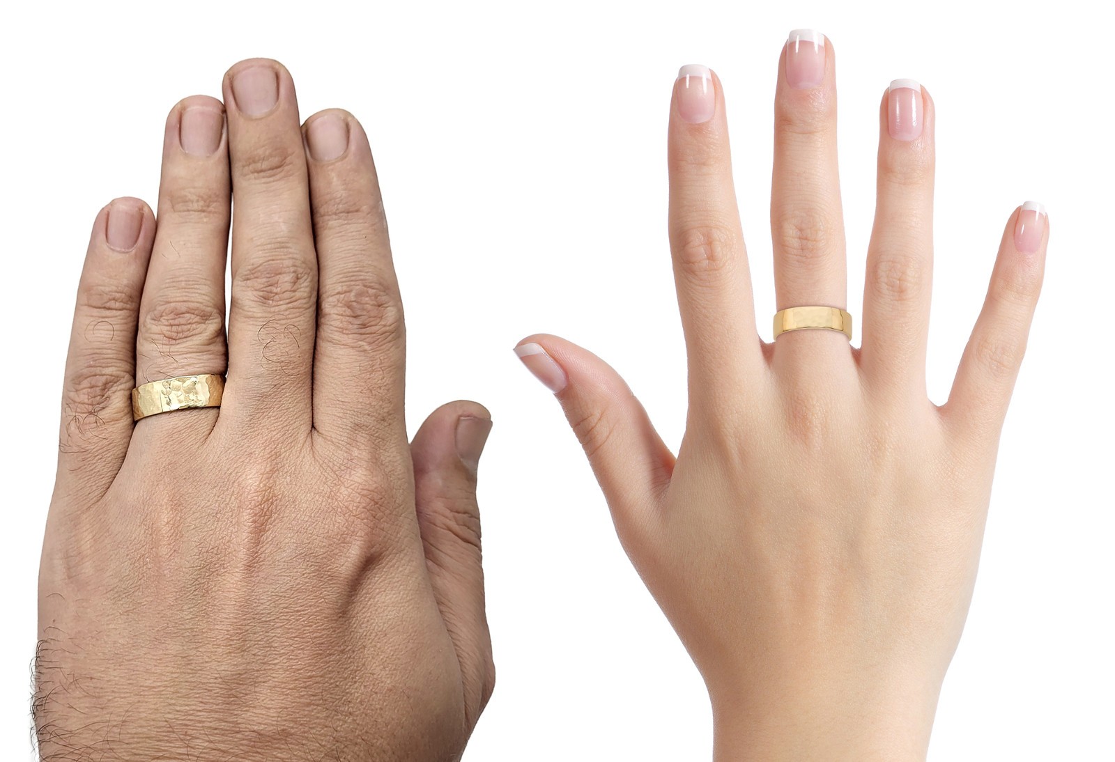 Solid 14K Yellow Gold Hammered Ring 6mm Size 3 – 15 Wide Gold Band