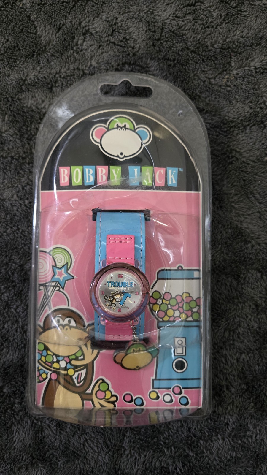 Bobby Jack Trouble Girls Quartz Analog Watch Blue/Pink Leather Strap