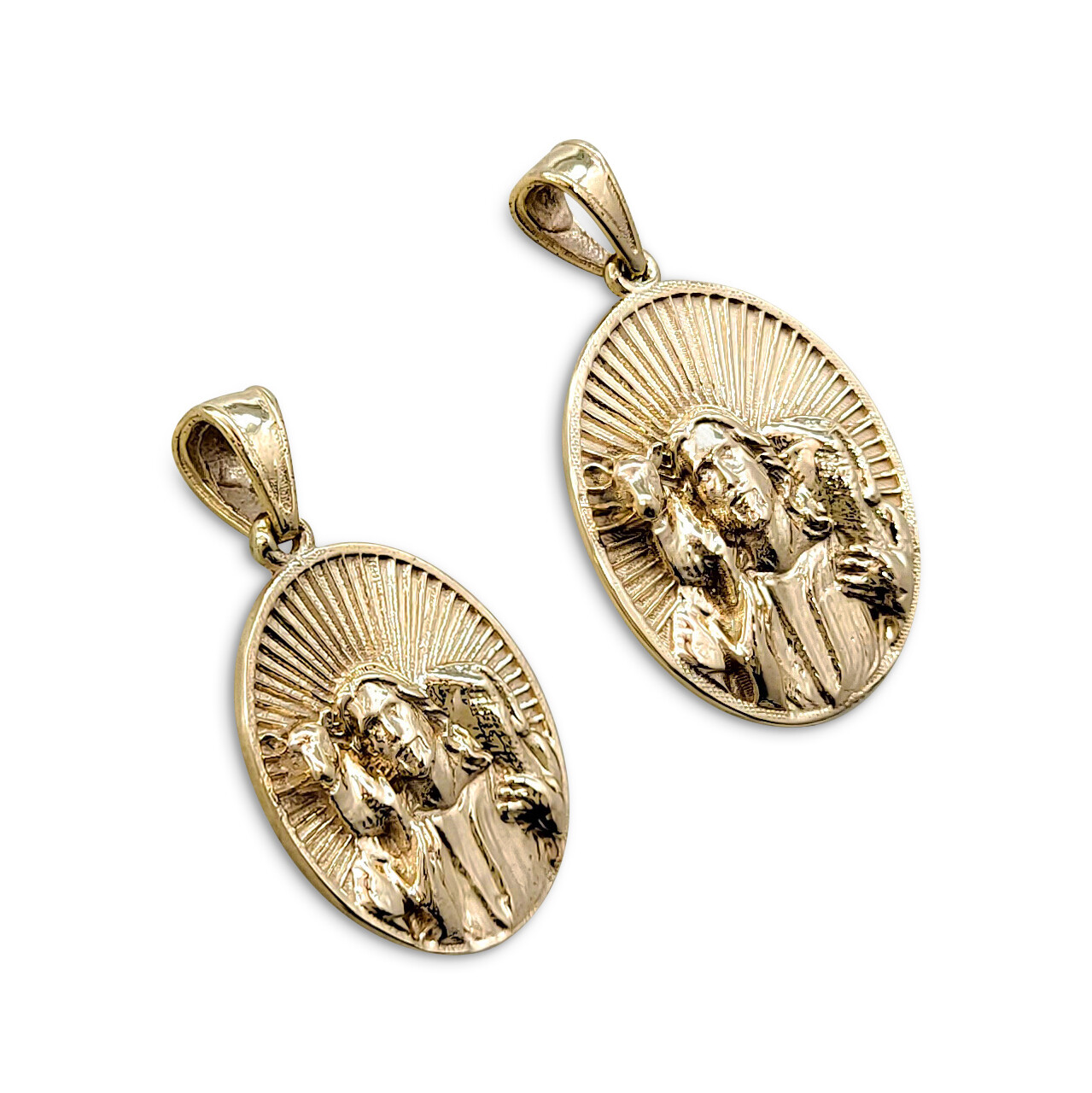 Solid 18K Yellow Gold Jesus Shepherd Pendant, Gold Lamb Of God Pendant