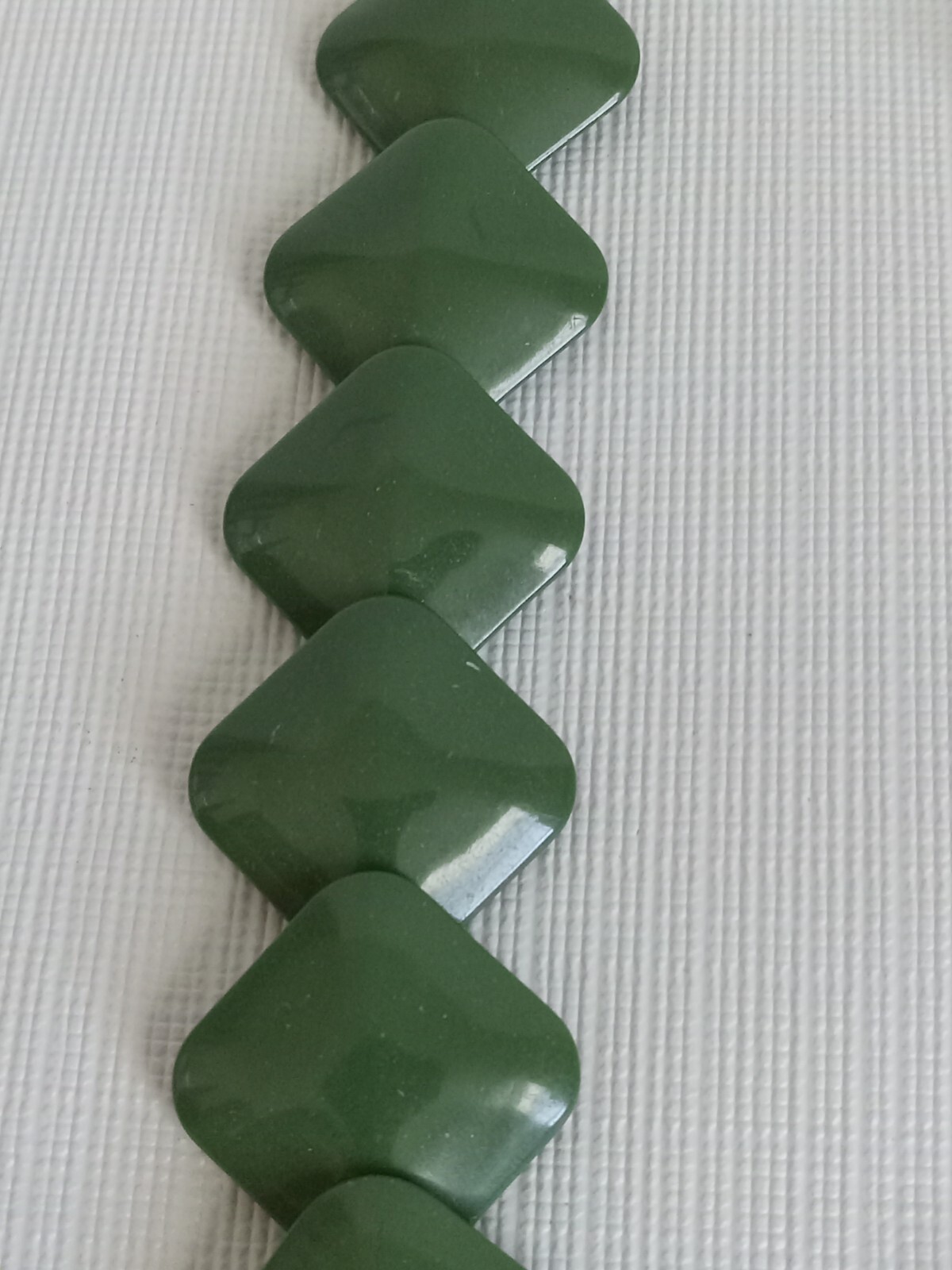 Green Square Beaded Lightweight Mid Century Modern Art Deco Statement Necklace