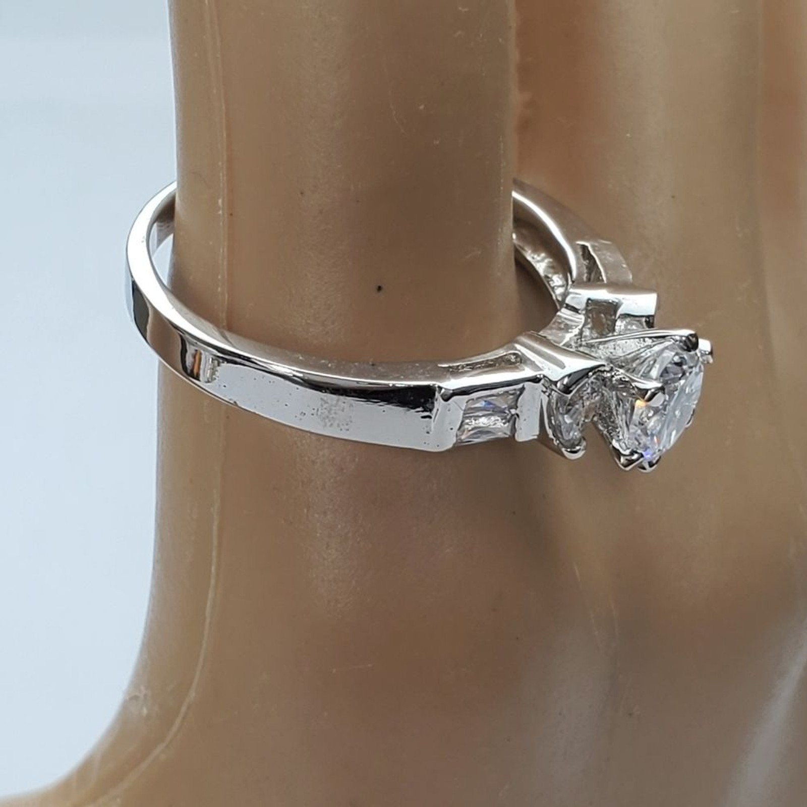 Silver Plated Solitaire with accents Size 10 promise Ring Cubic Zirconia *