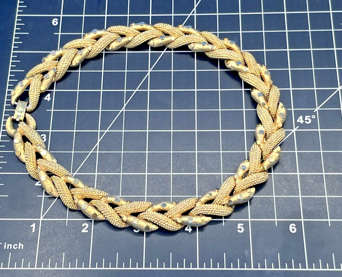 Signed Boucher Gold-Tone Woven Link Necklace Vintage Elegant Jewelry