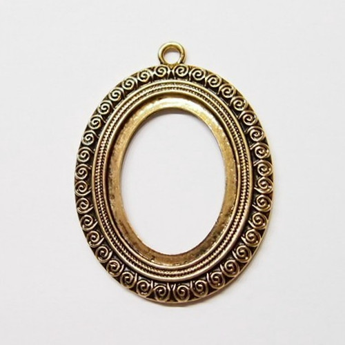 4 of 40x30mm Antique Gold Victorian Art Deco Tight Scroll Pendant Settings