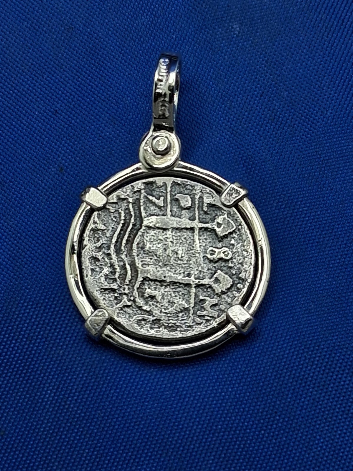 Sterling Silver Replica Atocha Shipwreck Piece of Eight Pirate Coin Pendant