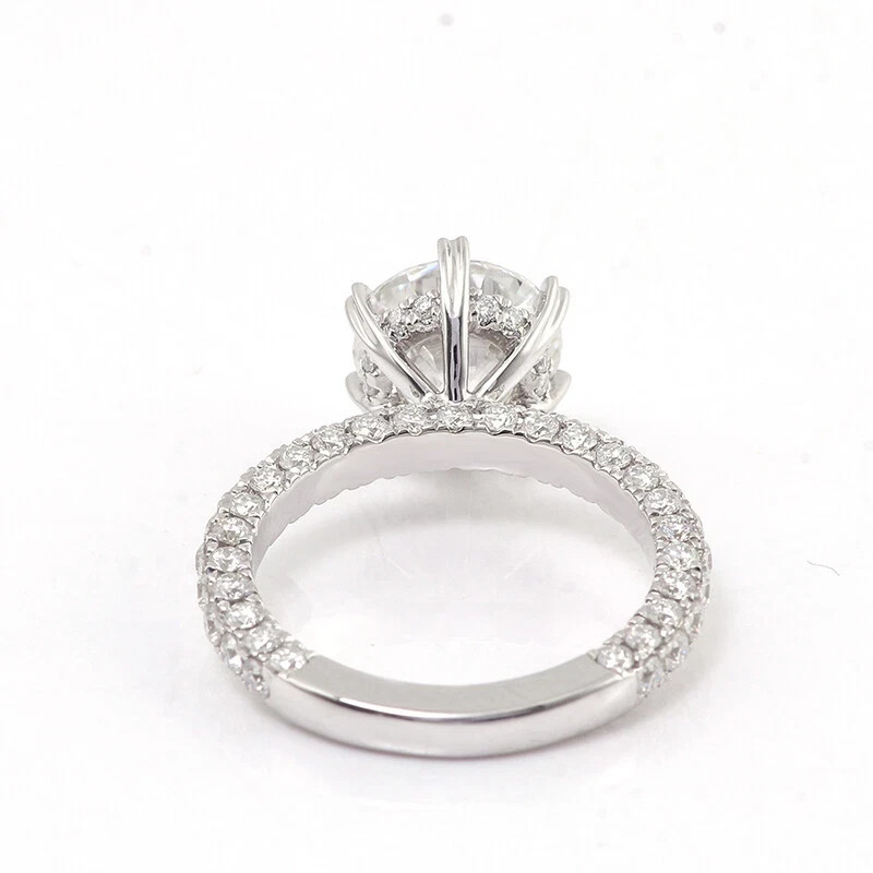 3Ct Round Lab Created Diamond Solitaire With Accents Ring 14K White Gold Finish