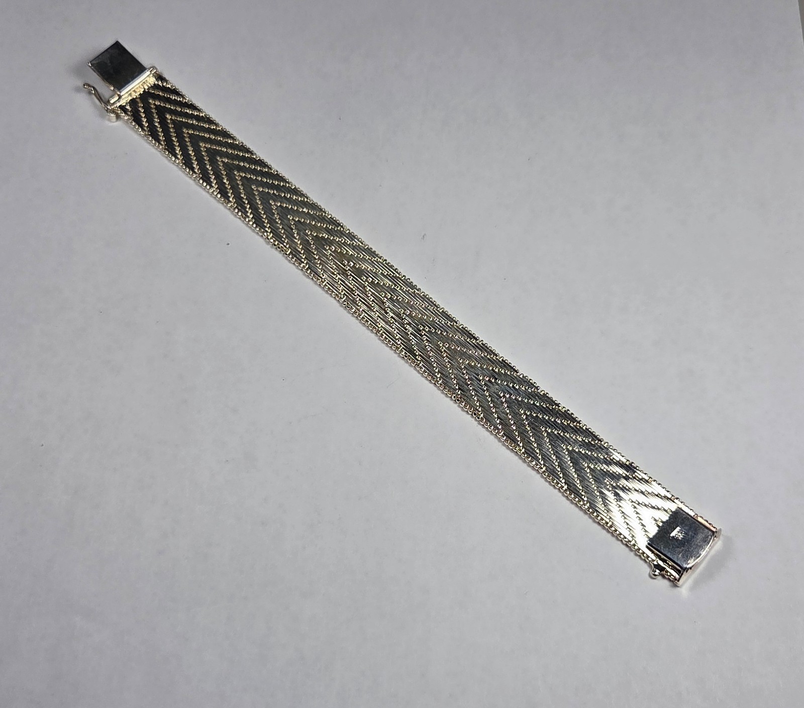 MILOR Sterling Silver Chevron Riccio Bracelet 5/8″ Wide 7″ Long 40.9 g Italy