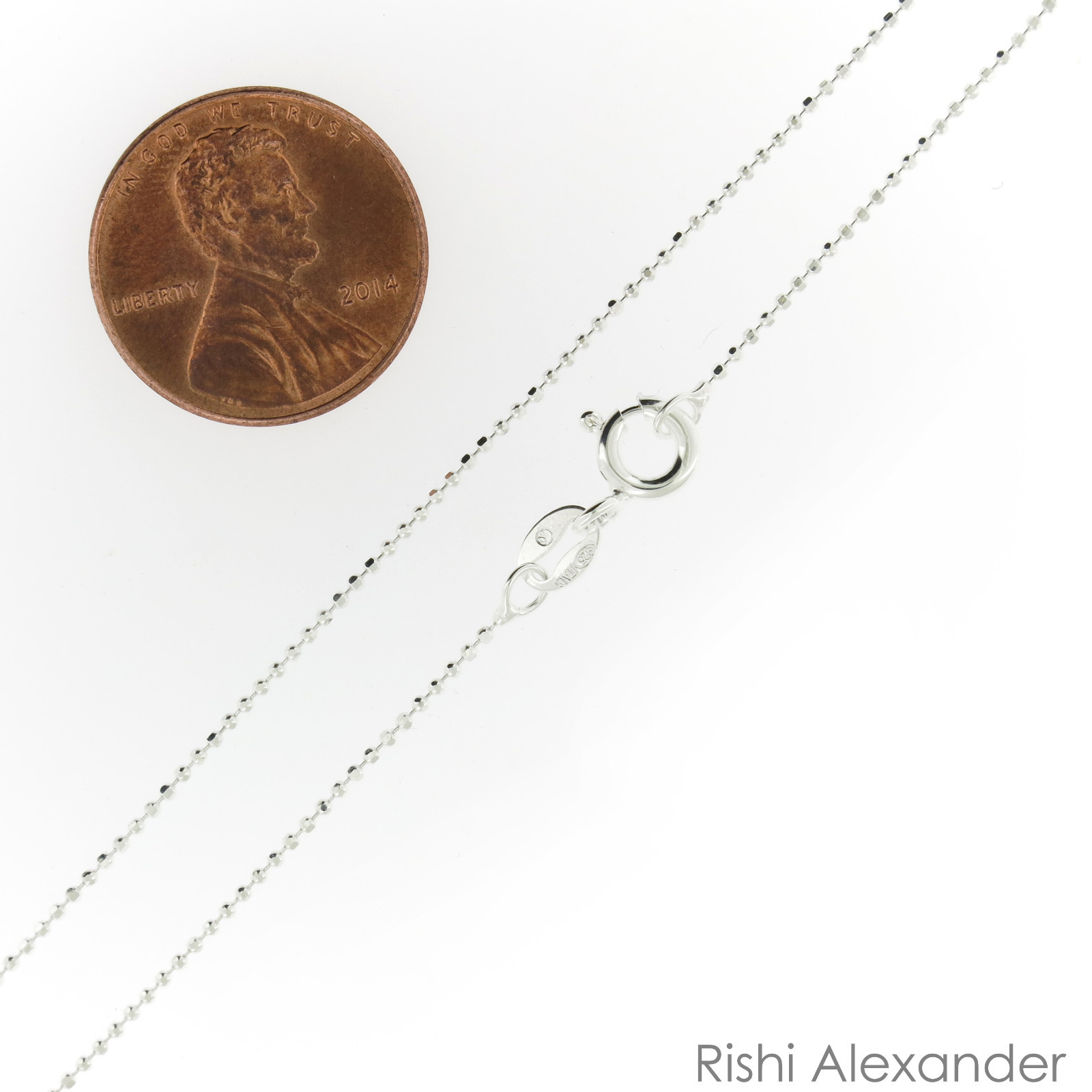 925 Sterling Silver Ball Bead Diamond Cut Chain Necklace .925 Italy All Sizes