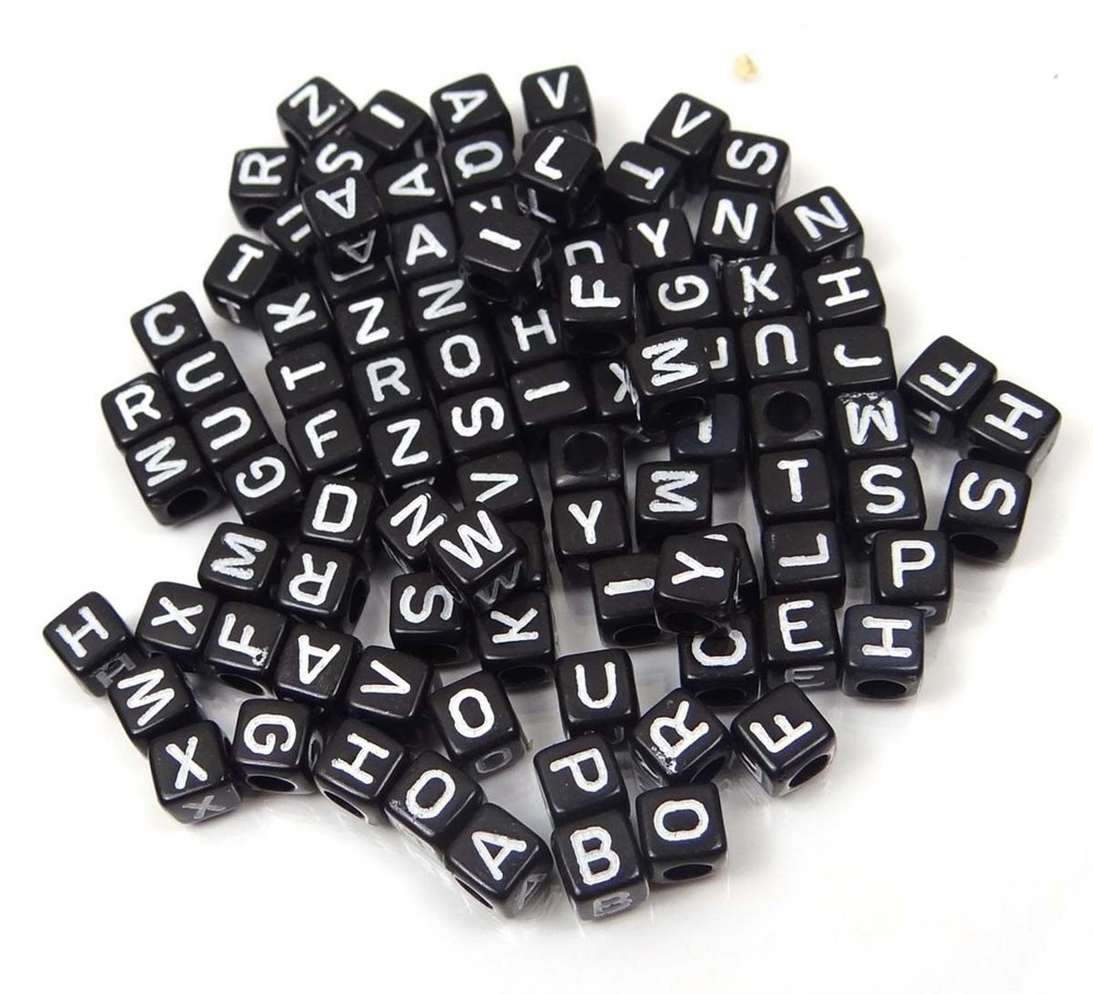 5mm Black White Acrylic Cube Letter Alphabet Beads spacer (100 pc)
