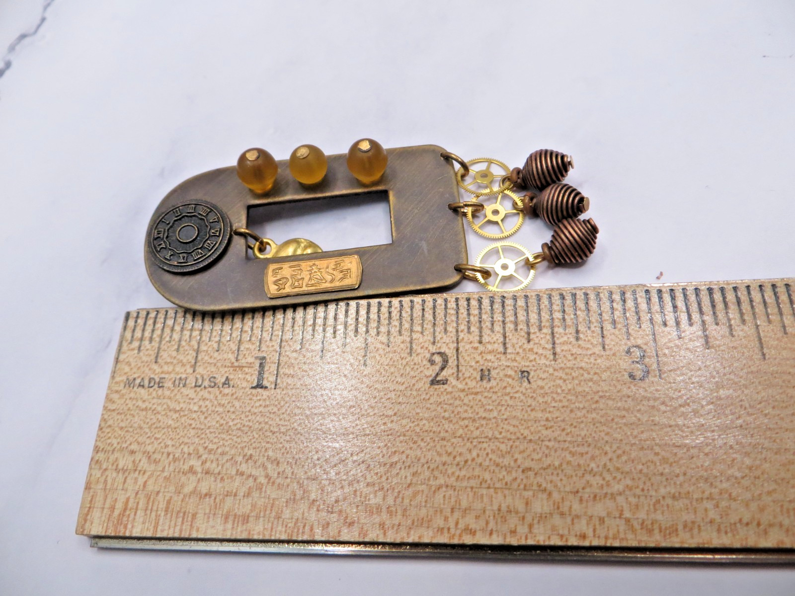 2 Mixed Metals Copper Abstract Steampunk Style Pin Lot #1298