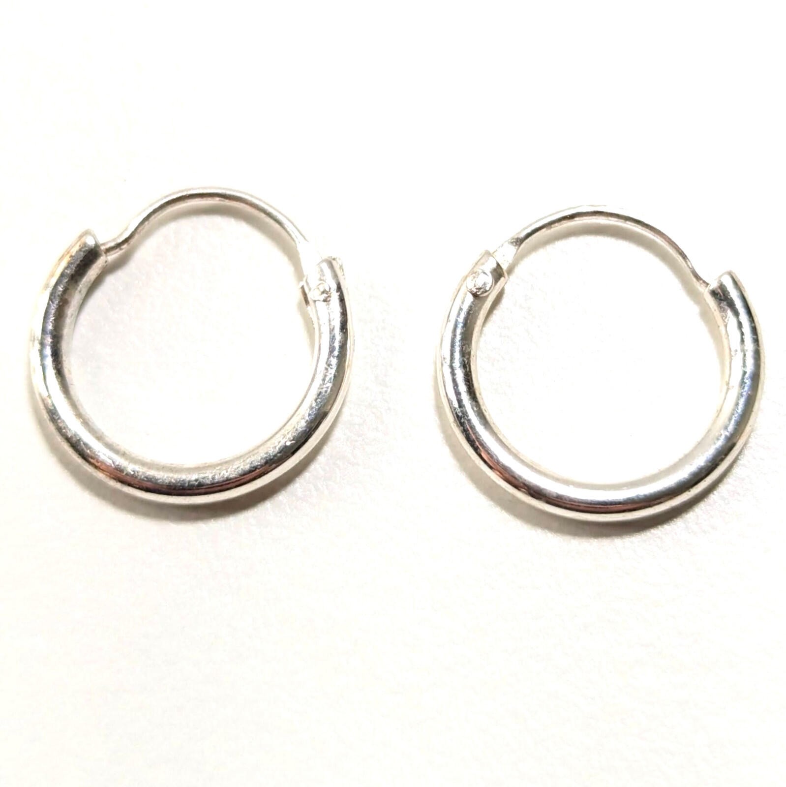 Sterling Silver Endless Hoop Earrings Unisex Everyday Jewelry 14mm 0.7g