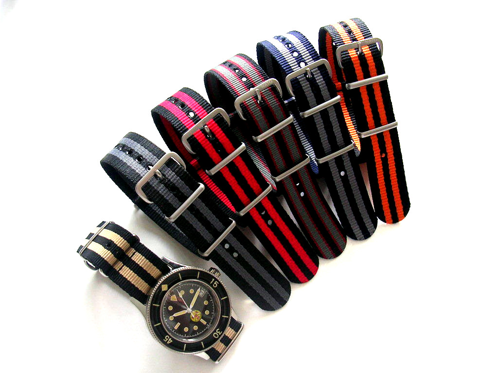 22mm Bond stripe NATO G10 Ballistic nylon watchband RAF strap IW SUISSE 18 20 24