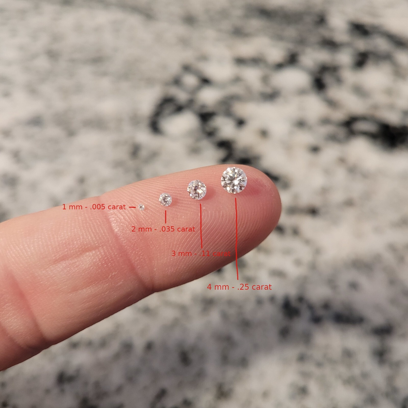Natural Small Round Diamond, Color H-J, Clarity SI1 – I2, Sizes .8 – 4 mm, Melee
