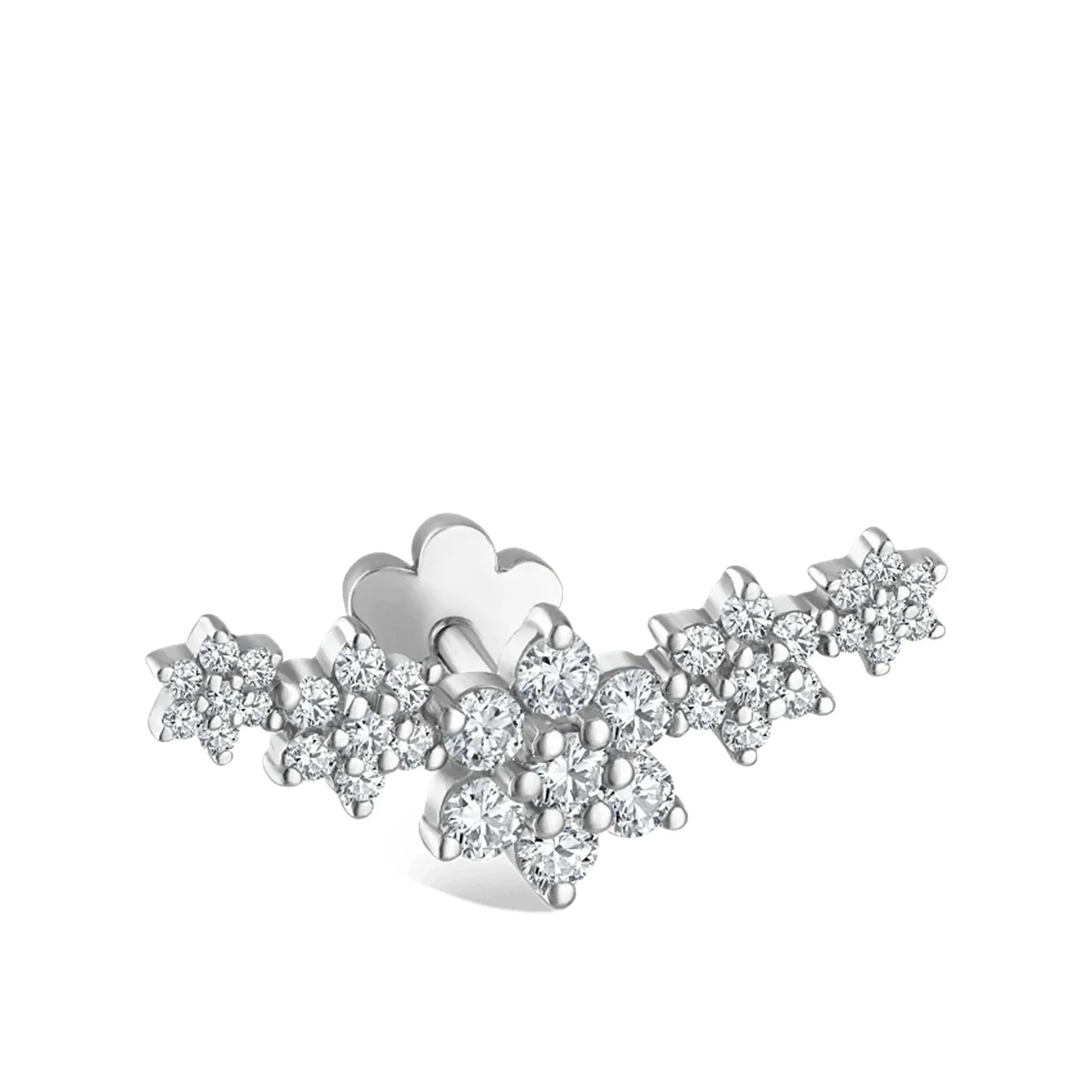 925 Sterling Silver Moissanite Floral Helix Cartilage Stud Earring