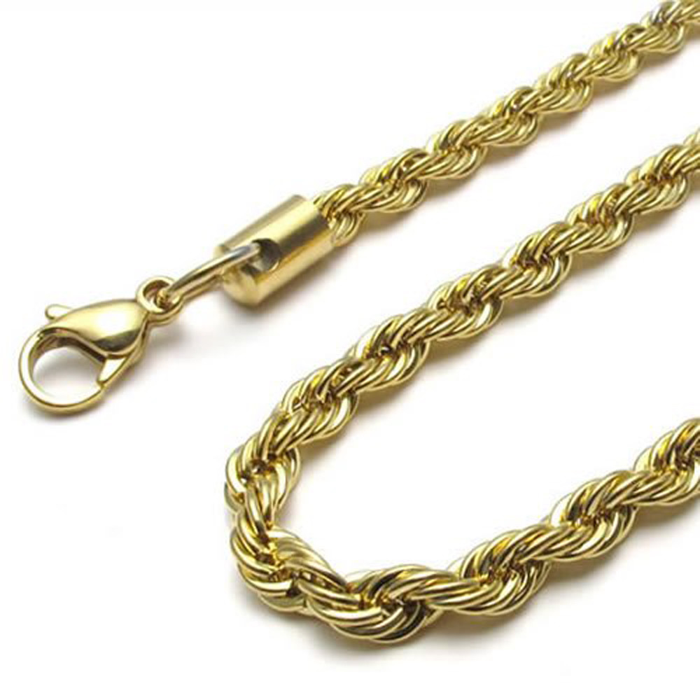 16″-40″ 18K Gold Plated Stainless Steel Rope Necklace Chain HN4 USA Seller