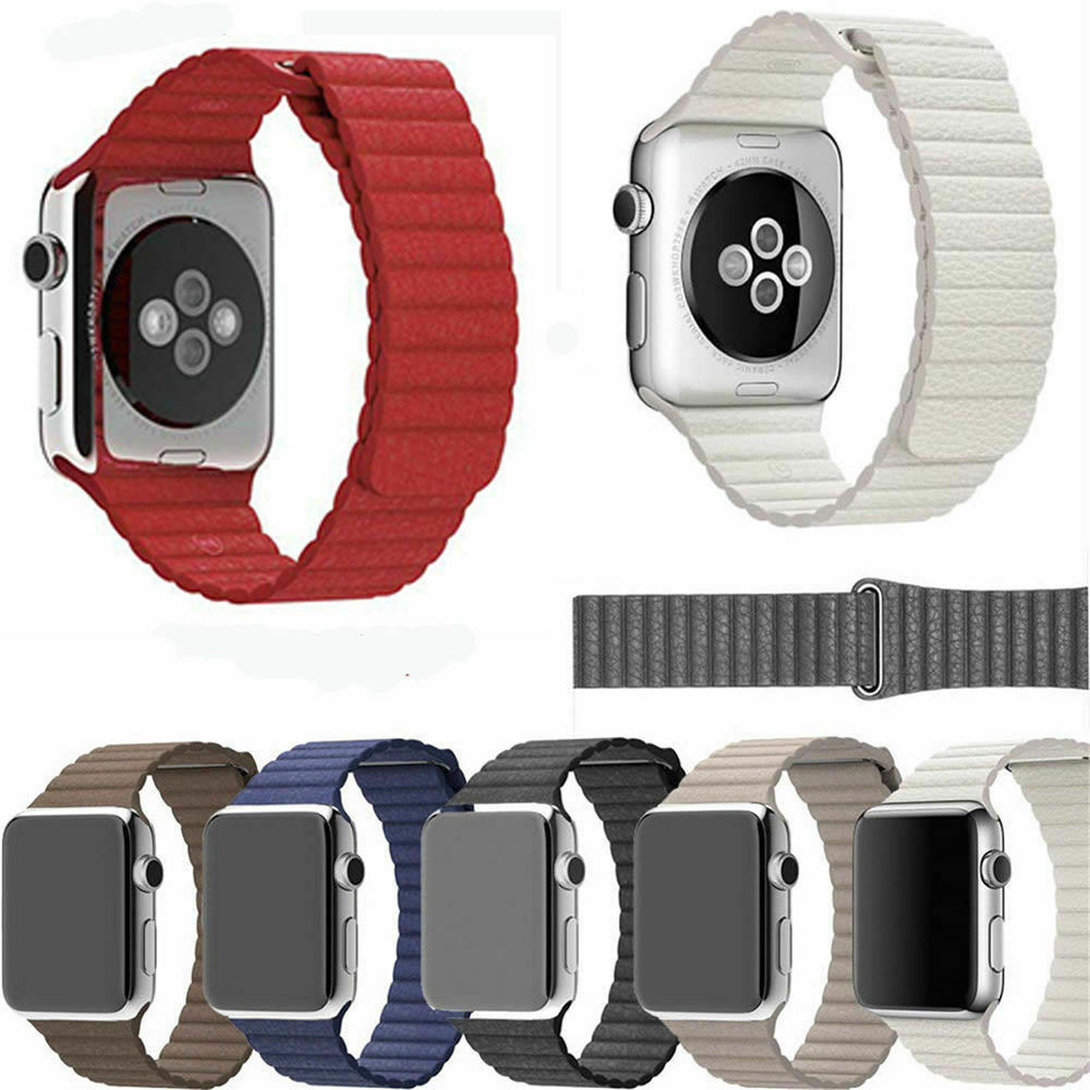 Genuine Leather Loop Magnetic iWatch Band For Apple Watch Series 9 8 7 6 5 4 SE