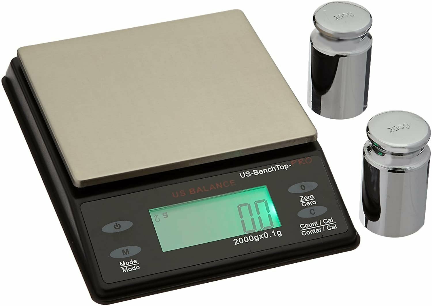 Bench Top Digital Scale 2000g x 0.1g Gold Herb Gems Gram Oz Calibration Weight