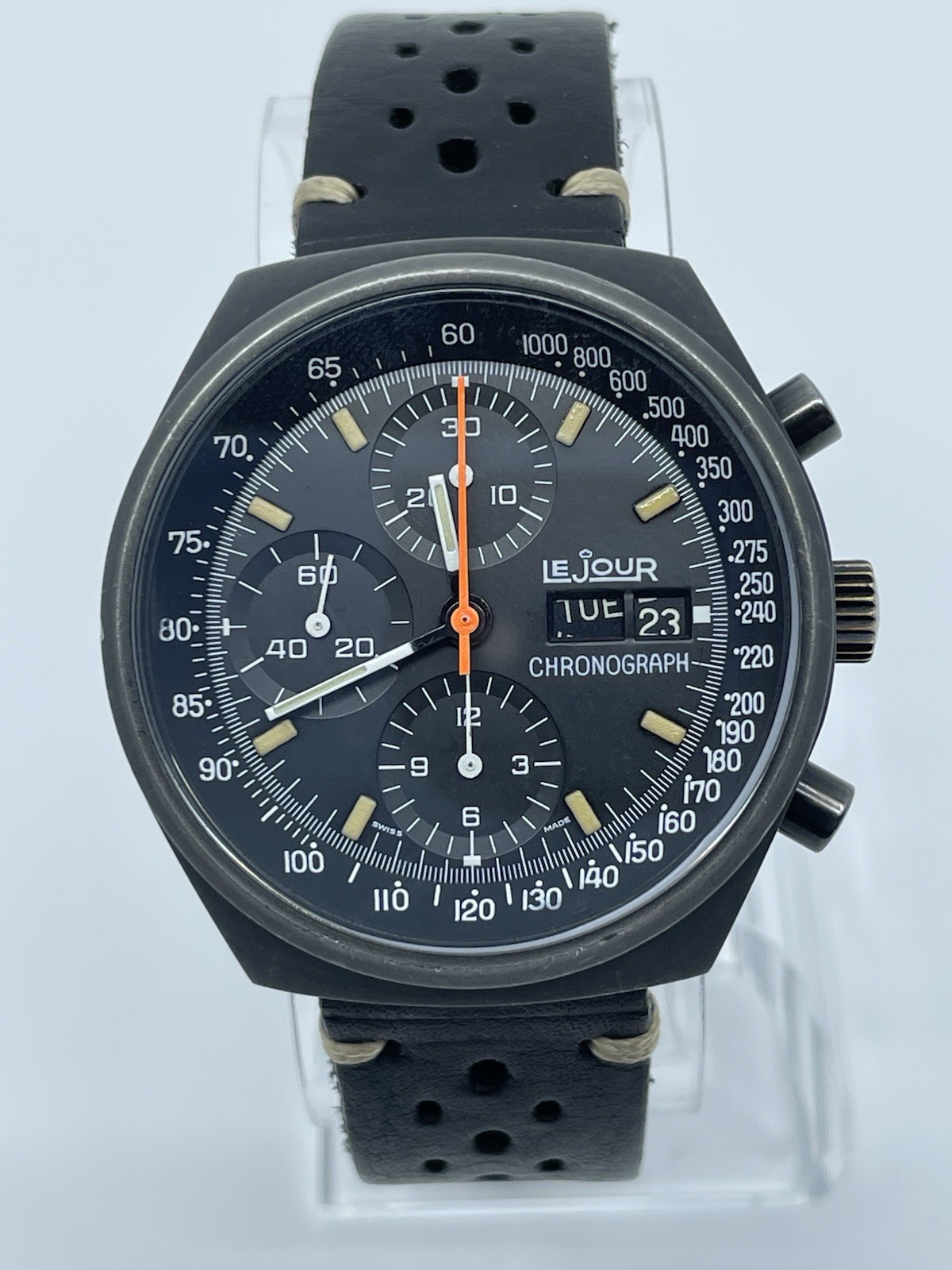 LeJour 7000 Chronograph Valjoux 7750 Black PVD, Serviced, Top Gun Era – 41mm
