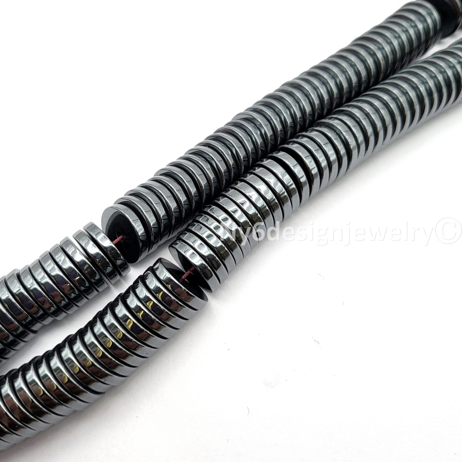 Black Hematite Heishi Beads Flat Rondelle Gemstone Strand 12x2mm 15”