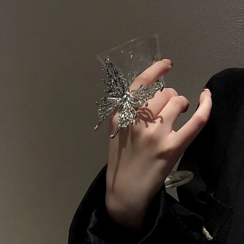 Large Butterfly Adjustable Ring for Women Fashion Jewelry Accessory