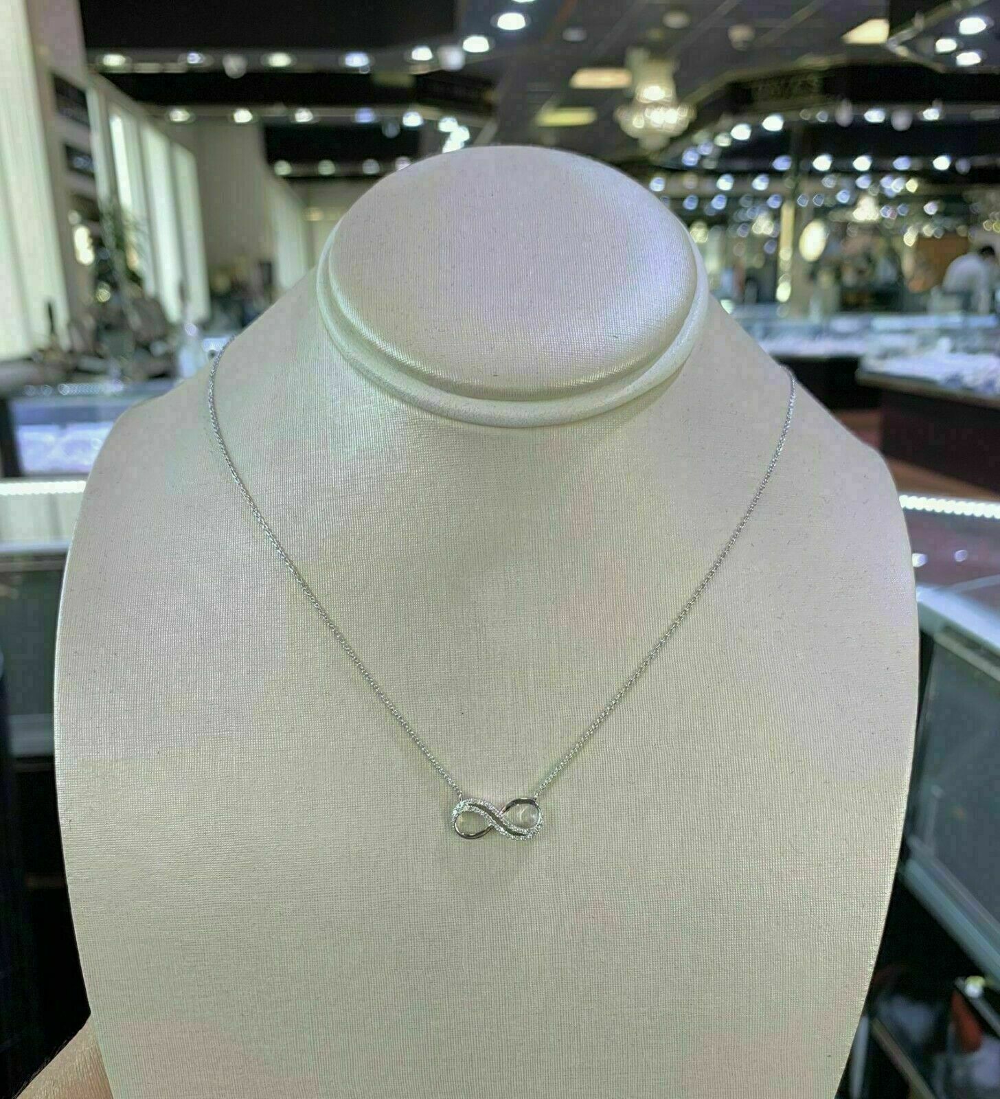 14K White Gold Over 1Ct Round Cut VVS1/D Diamond Infinity Necklace Free Chain