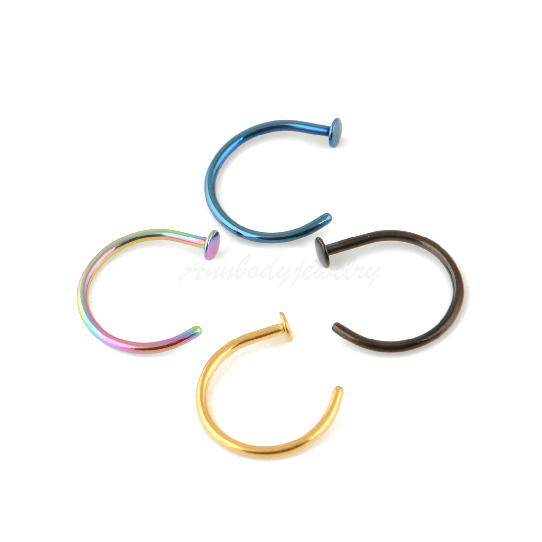 20g 18g Nose Ring Titanium Plated Hoop 5/16″ (8mm) 3/8″ (10mm) Diameter