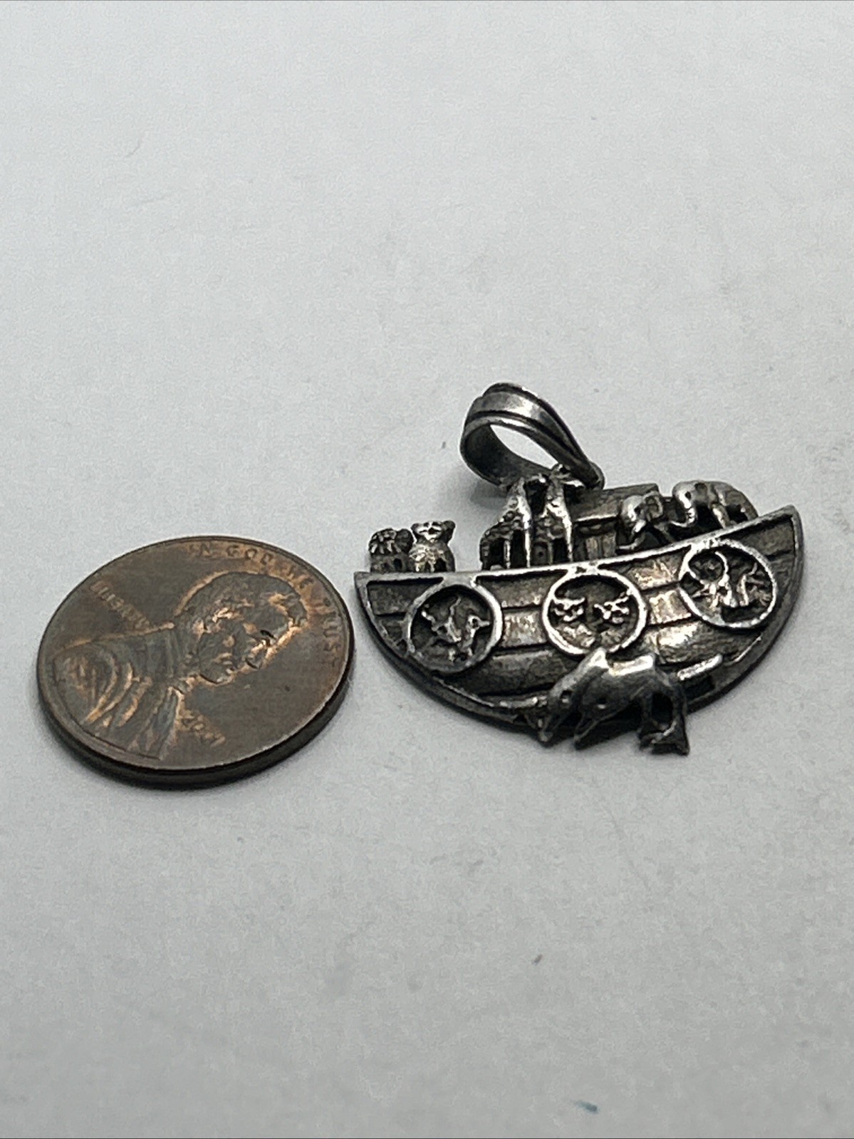 925 Sterling Silver Noah’s Ark Pendant Animals Biblical