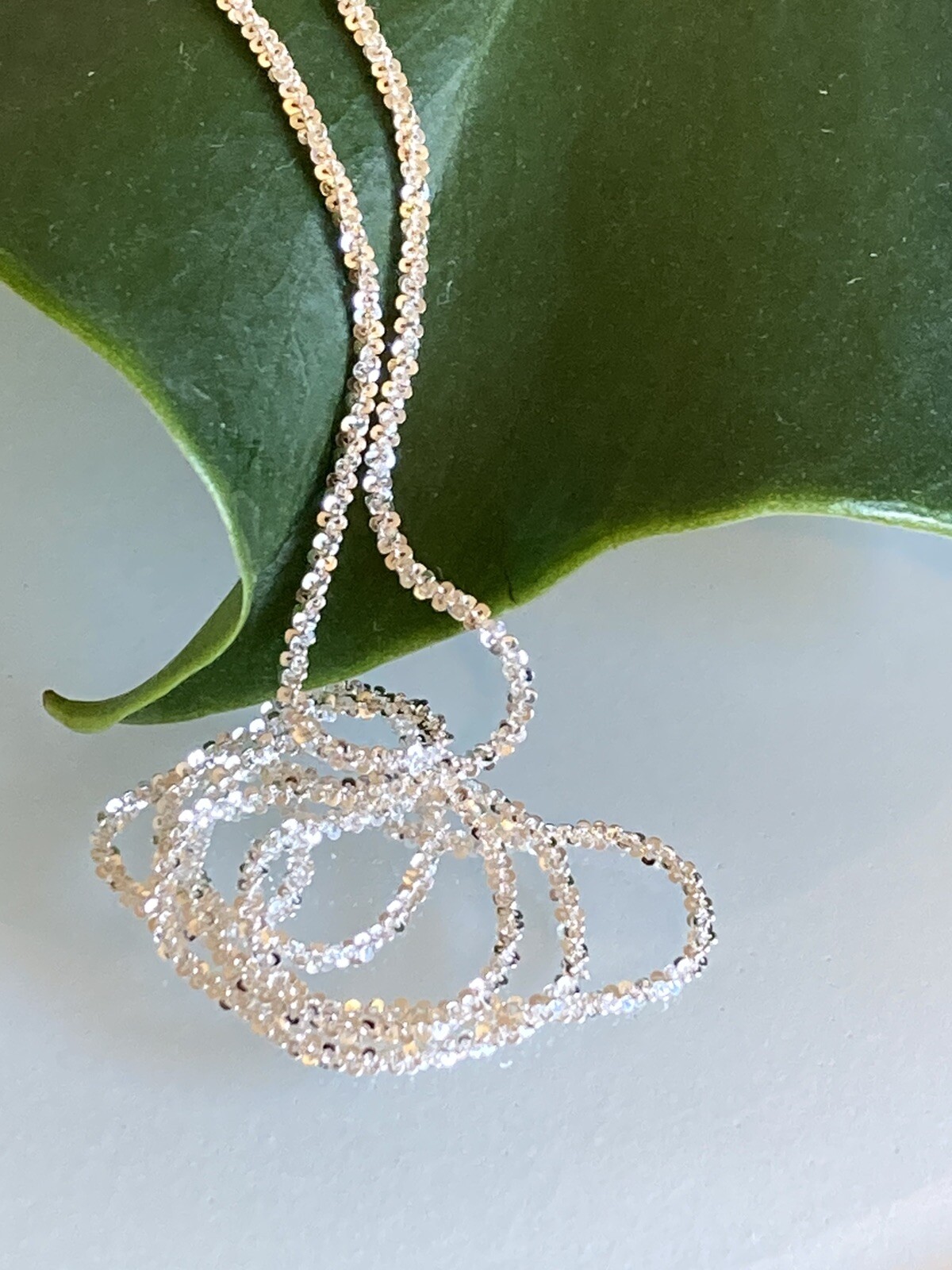 New Sterling Solid 925 Silver Crushed Rock 16″ Necklace 1.3mm Thick Free Shippng