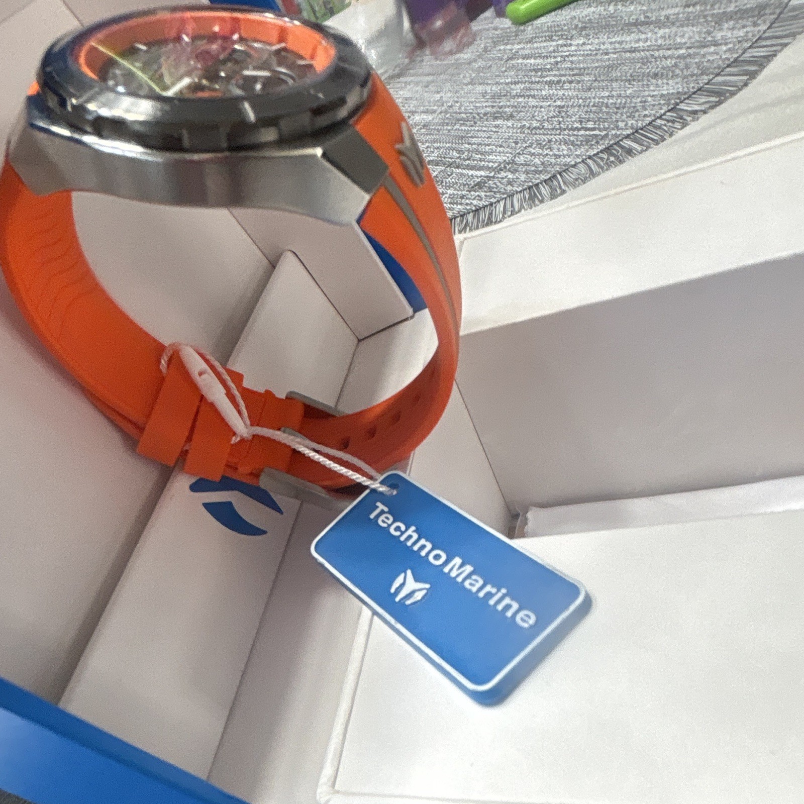 TechnoMarine Sport Chronograph Quartz 46mm Orange Silicone Strap 200m w/ Box