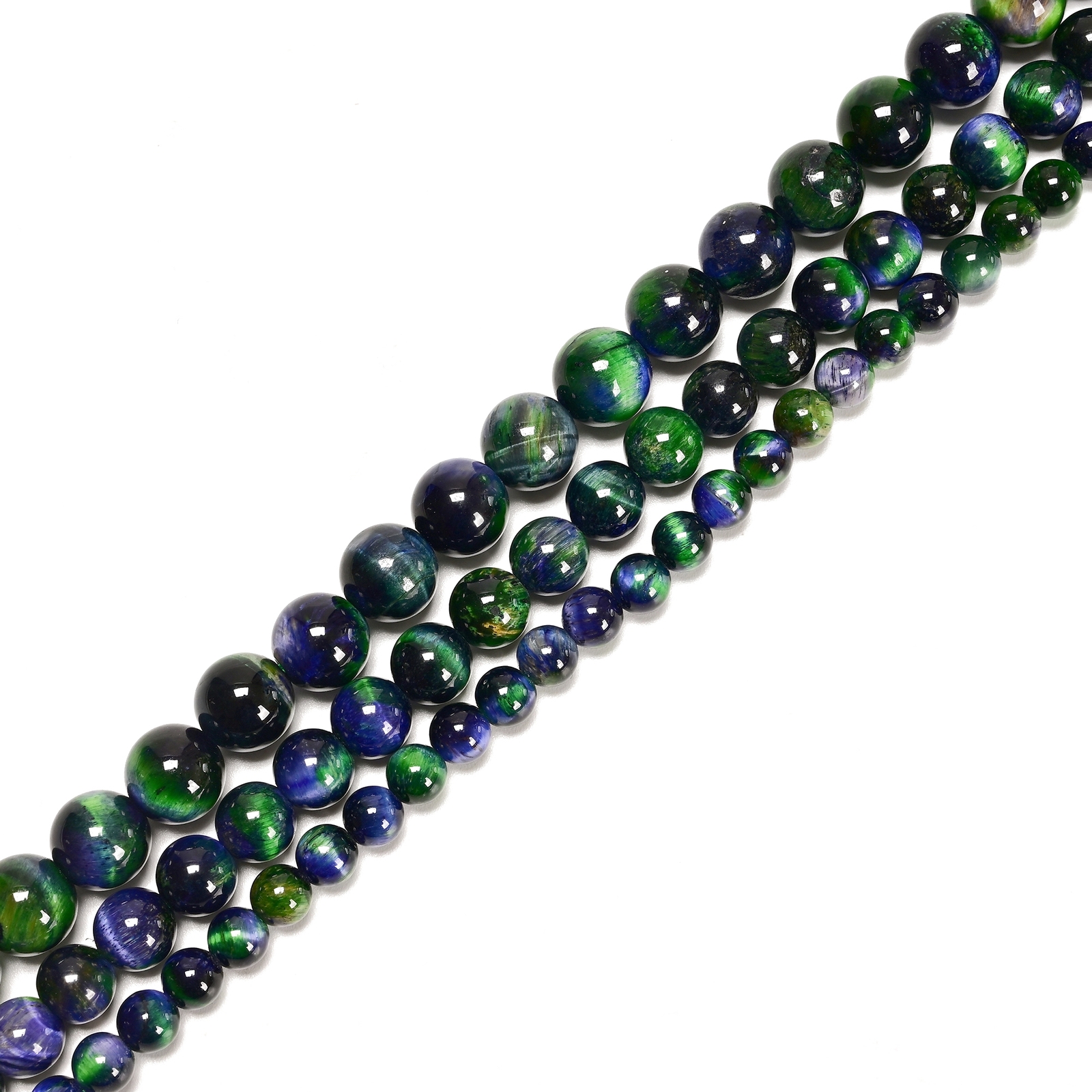 Galaxy Green Blue Tiger Eye Smooth Round Beads Size 6mm 8mm 10mm 15.5″ Strand